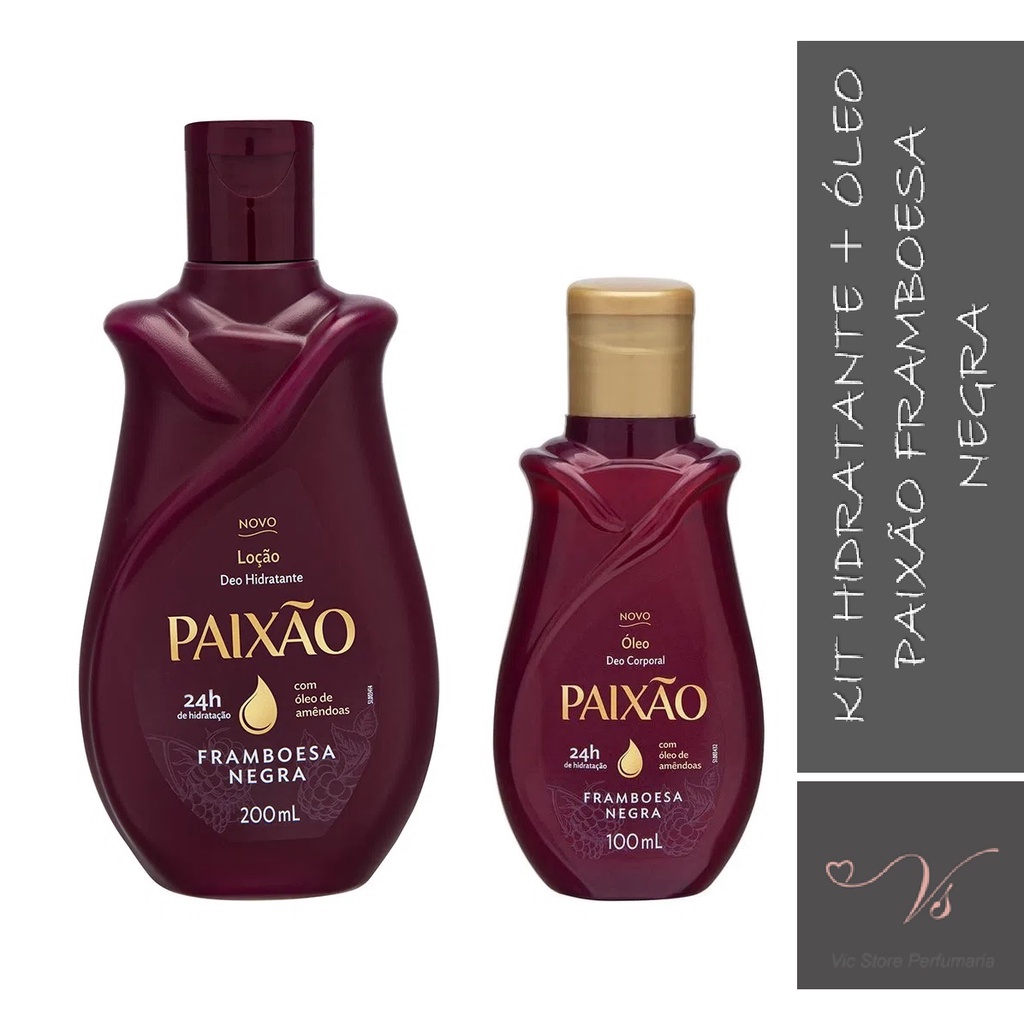 Kit Loção Hidratante Paixão Framboesa Negra 200ml + Óleo Corporal Paixão Framboesa Negra 100ml
