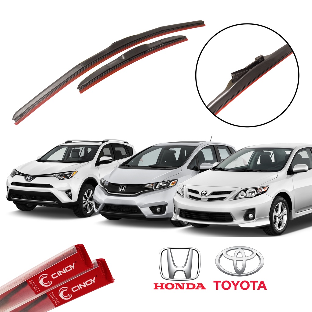 Par Palheta de Silicone Honda Toyota Corolla Fit Rav4 2009 A 2017 Limpador do Parabrisa CINOY