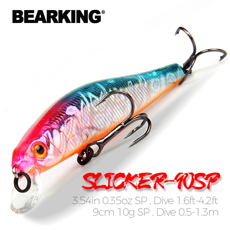 BEARKING 9 Cm 10g shone SP Iscas De Pesca Minnow isca Manivela , Ímã De Tungstênio Peso Sistema wobbler artificial