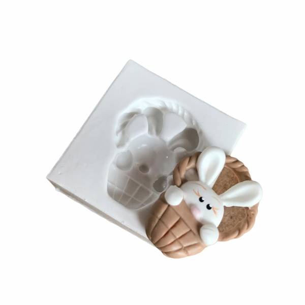 Molde de Silicone Páscoa Coelho na Cesta Kaká 1273  Biscuit e Confeitaria