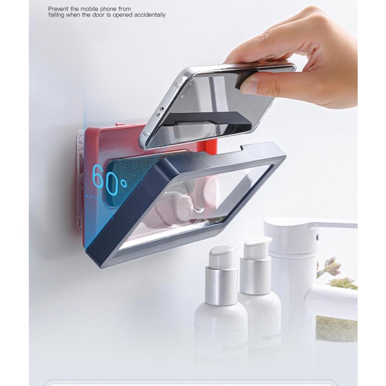 Suporte Case Capa Impermeável Prova Dagua Auto Adesivo De Celular Para Box Banho Banheiro Cozinha