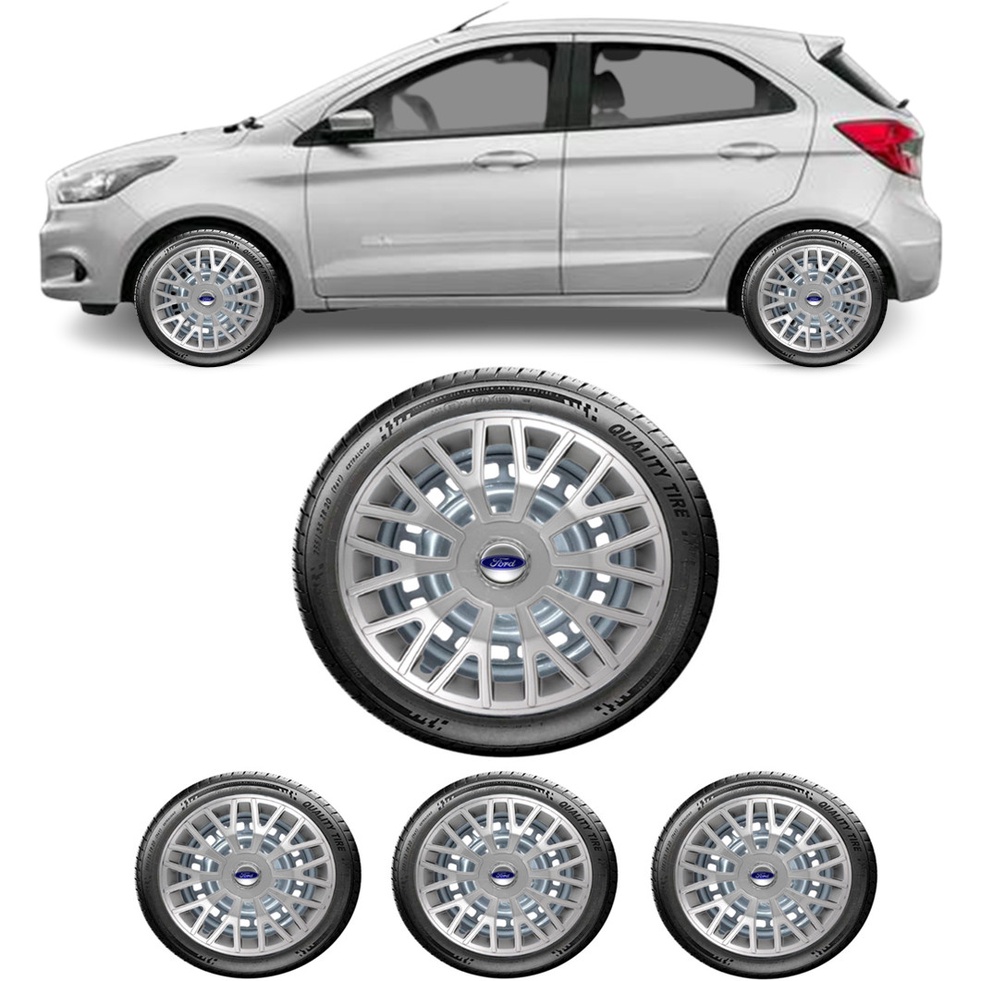 Kit 4 Calota Triton Aro 14 Prata Ford Ka Fiesta Fiesta Courier