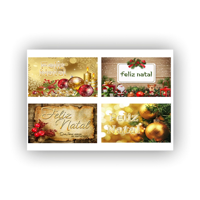 Papel arroz Natal para Mini Bolos 8x14cm kit com 8 imagens Mod04 e 05 para Bolos Feitos na Caixa de Leite
