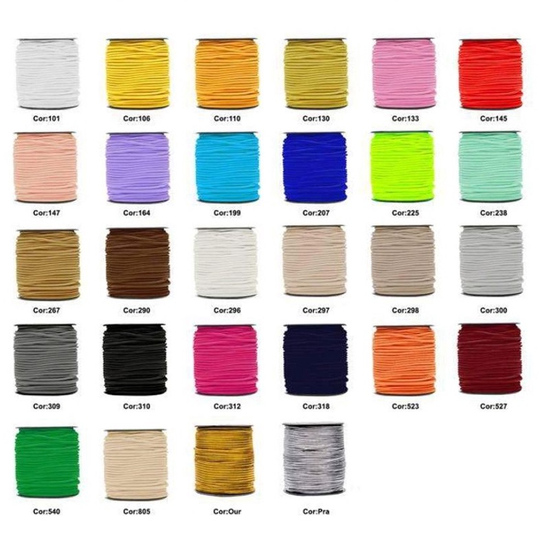 Elástico Roliço 2,2mm largura por 5m de comprimento