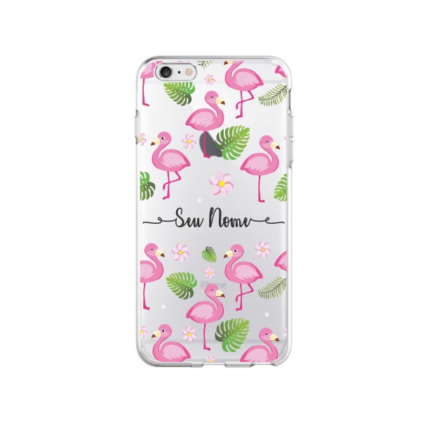 Capa de Celular Capinha Iphone 6 / Iphone 6s Personalizada  - Flamingos 2 Com Nome