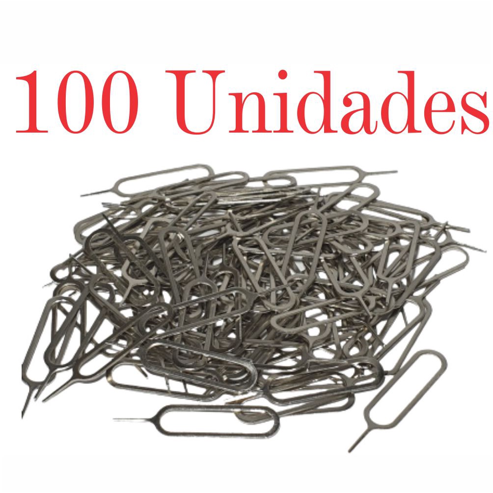 Kit 100 - Chave Clip Removedor Chip Sim - Chave Chavinha Agulha - Abrir Bandeja Celular