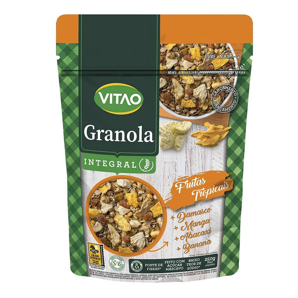 Granola Integral de Frutas Tropicais 250g - Vitao em Oferta na Shopee