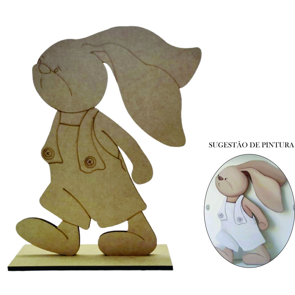 Coelho para balcão com base em MDF cru 6mm decoração Páscoa em Oferta na Shopee