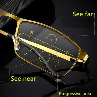 Óculos de leitura multifocal progressivos para visão de perto e longe fotocromático cinza anti luz azul para masculino feminino +0,75 a +4