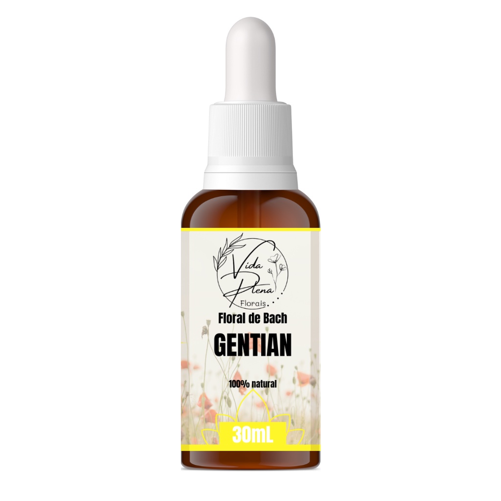 Floral de Bach Gentian 30ml - Vida Plena Florais, 100% natural, vegano