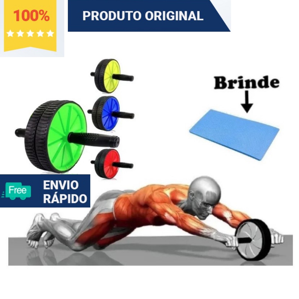 Roda Abdominal Dupla Exercício Casa, Funcional Anti-skid com tapete Fitness Exercício Yoga Original