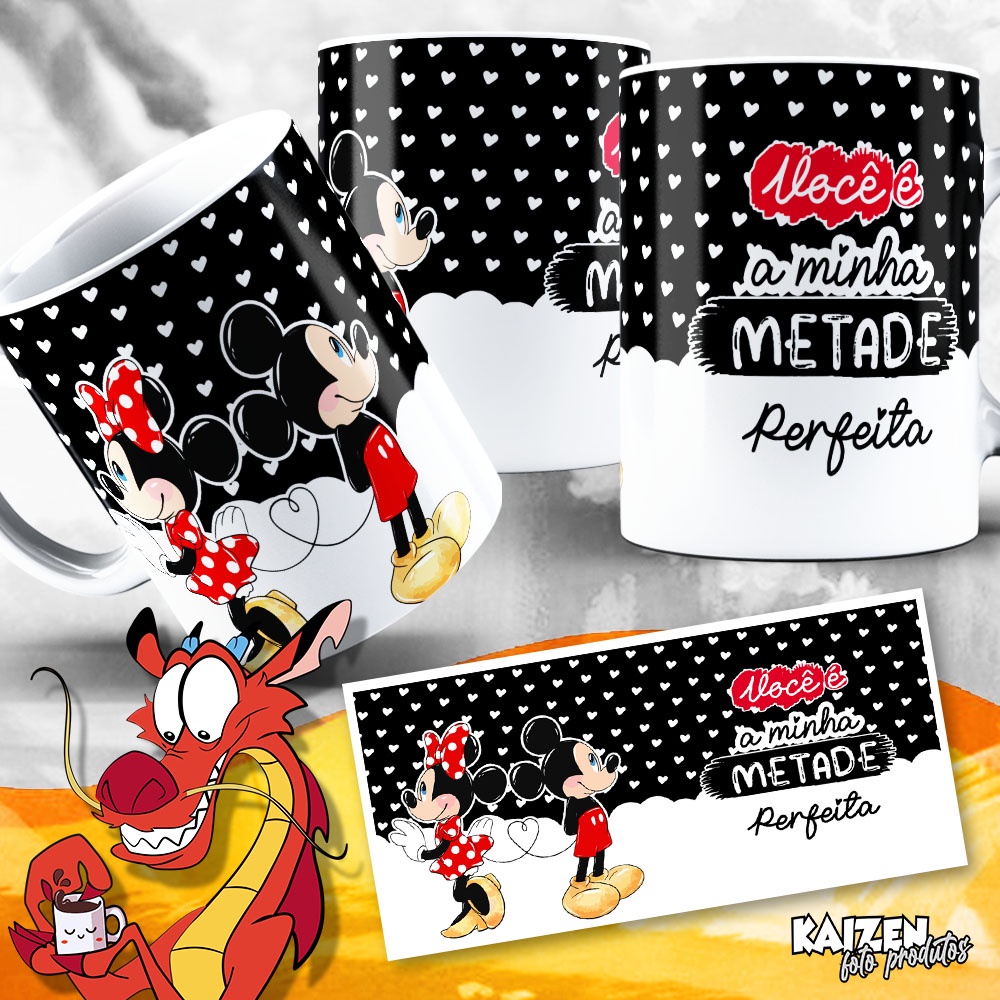 Caneca Mickey e Minnie Namorados - In Love - Dia dos Namorados - Cerâmica