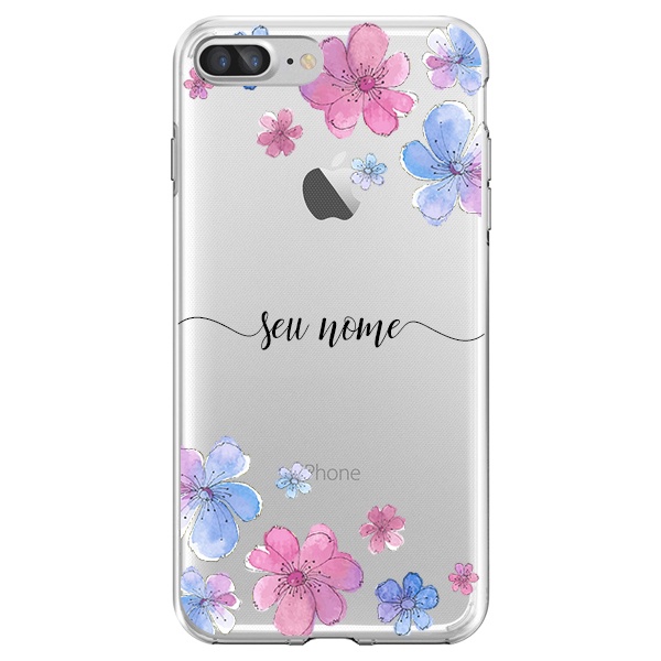 Capa para iPhone 6, 6s, 7, 8, 7 plus, iPhone 8 plus, X, XS, XS Max, XR, iPhone 11, iPhone 12, iPhone 13, iPhone 14 - Flores | Com Nome Manuscrito