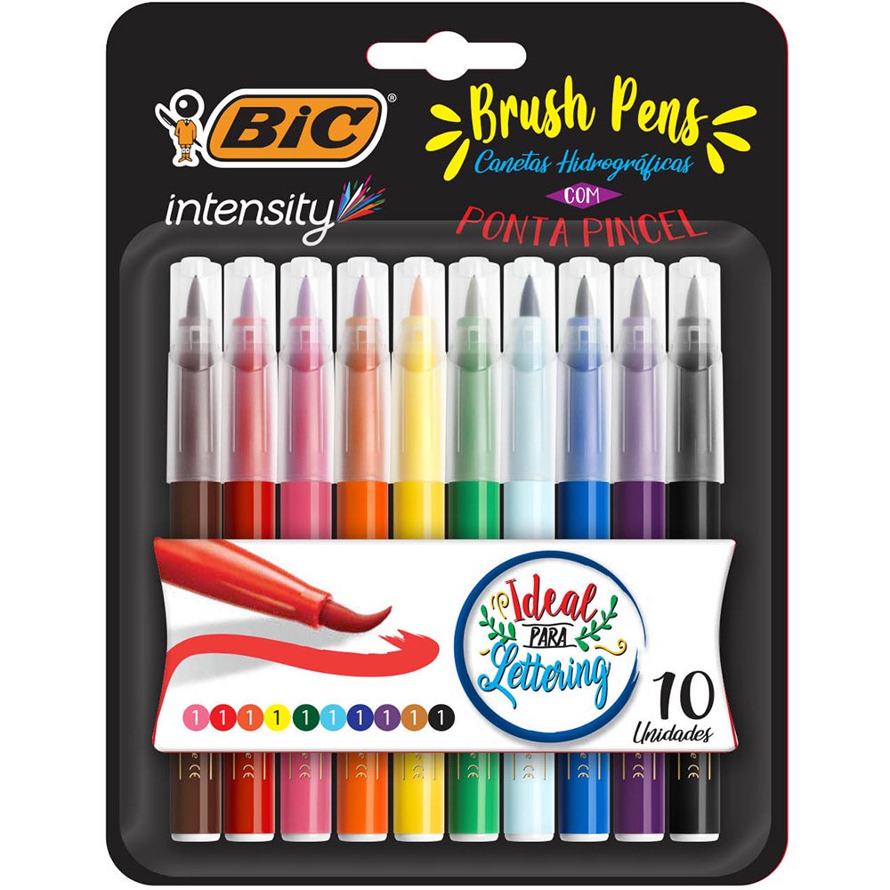 Caneta Pincel Brush Pen Hidrográfica Intensity BIC 10 Unidades