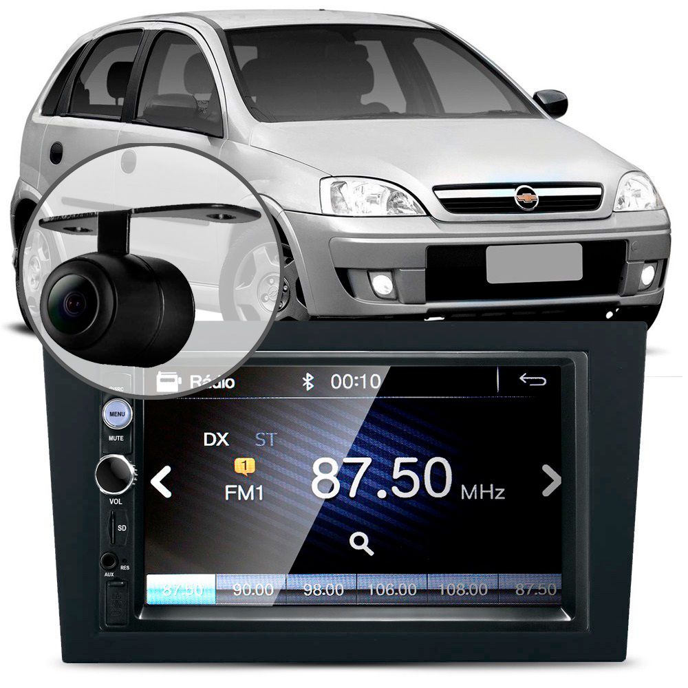 Central Multimídia Mp5 Corsa Câmera Bluetooth Espelhamento em Oferta na Shopee