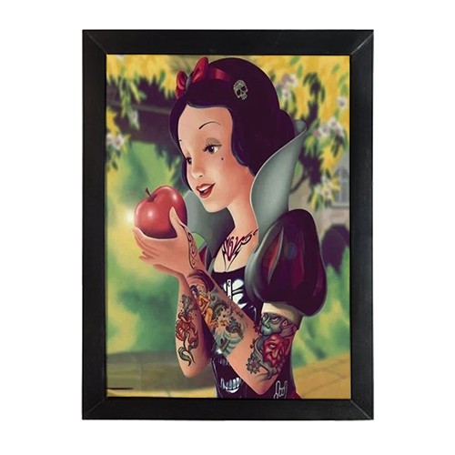 Quadro Decorativo Branca de Neve – Disney, Maçã Mágica, Tattoo Art, Encanto para Sua Parede