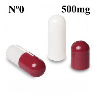 Cápsula Vazia de Gelatina Vinho com Branco Nº 0 (500mg)