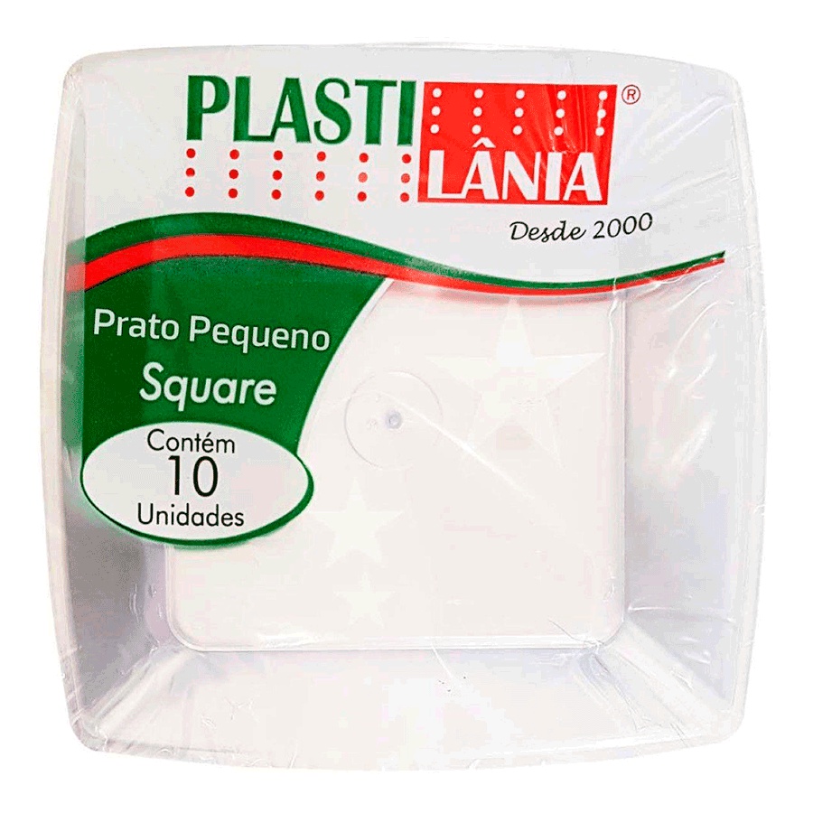 Prato Sobremesa em Acrílico Square Cristal 10un Plastilânia em Oferta na Shopee