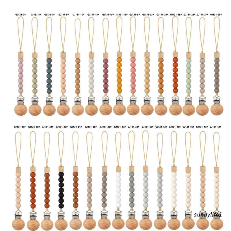 Newborn Clip Soother Chain Silicone Beads Nipple Holder em Oferta na Shopee