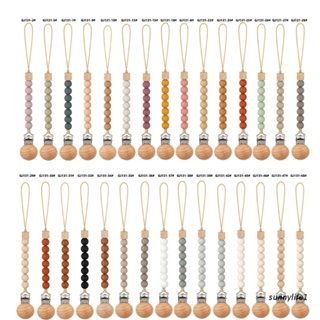 Newborn Clip Soother Chain Silicone Beads Nipple Holder em Oferta na Shopee