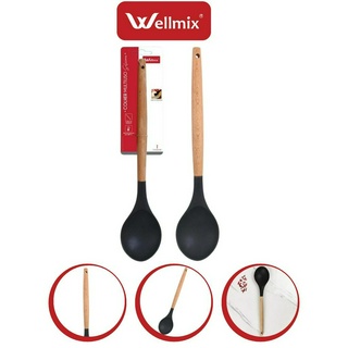 Colher Multiuso em Silicone com o Cabo de Madeira em Oferta na Shopee