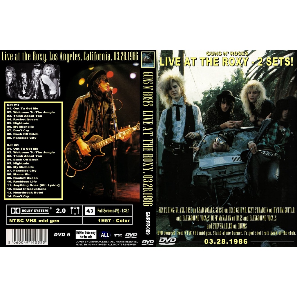 Guns N Roses 1986 live at roxy 2 dvds Bootlegs