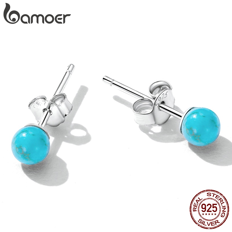 Brincos Bamoer Prata 925 1 Par Simples Turquesa Pérolas Presentes Para Jóias De Moda Feminina em Oferta na Shopee