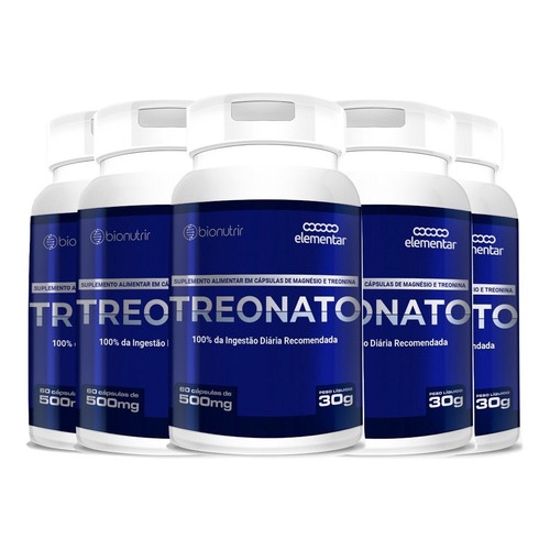 5x Magnésio L Treonato Puro Original - 300 Cáps 500mg - Original Magnesio L Treonato