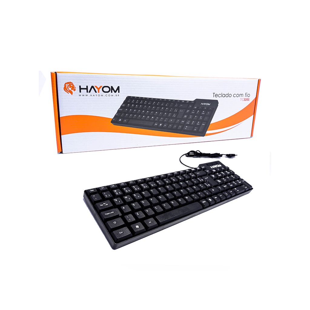 Teclado Usb Basico Com Fio Qualidade Escritório Computador Windows 7/ Windows 10/Linux Preto Tc3201 Hayom