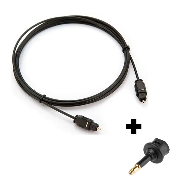 Cabo De Áudio Óptico 2m Digital Com Adaptador Mini Toslink - Echo Studio Apple T