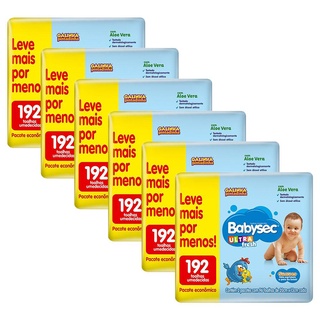 Kit 6 Lenços Umedecidos Babysec Galinha Pintadinha Ultrafresh 192 unidades cada