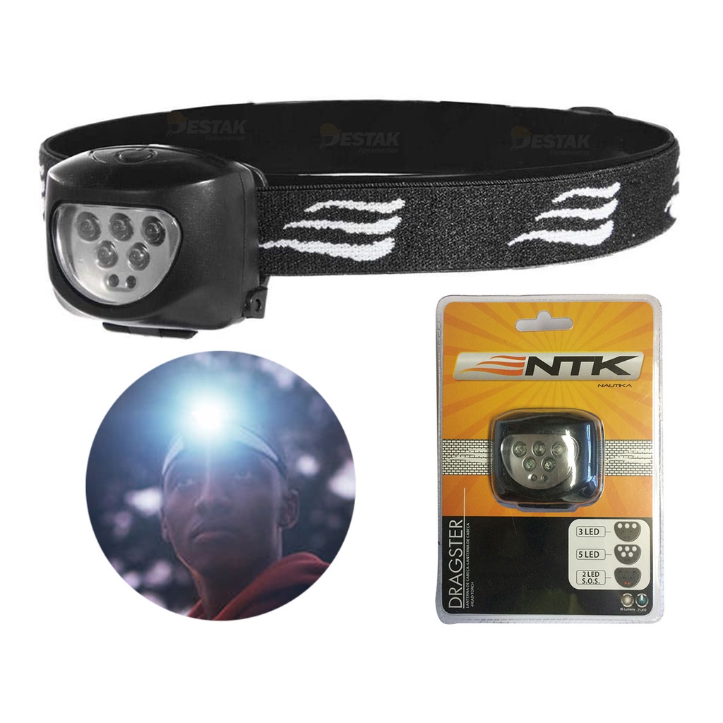 Lanterna De Cabeça Ou Capacete Dragster 7 Super Leds Nautika