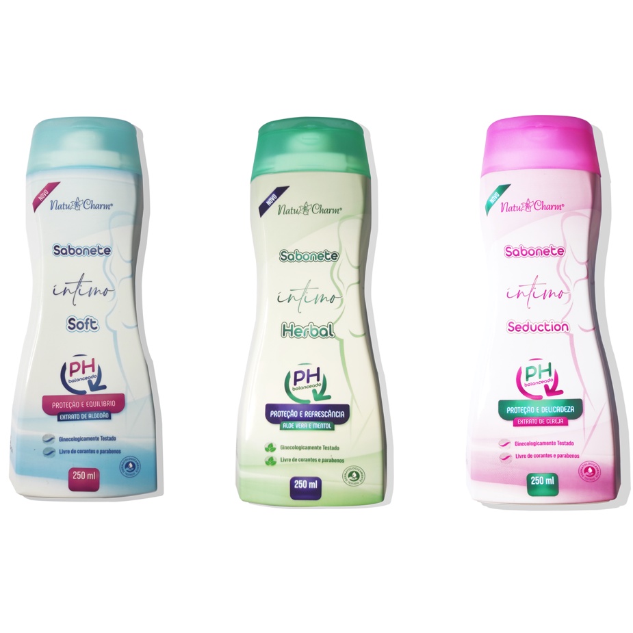Sabonetes Íntimos 250ml PH Balanceado  Proteção e Recrescência Natu Charm em Oferta na Shopee
