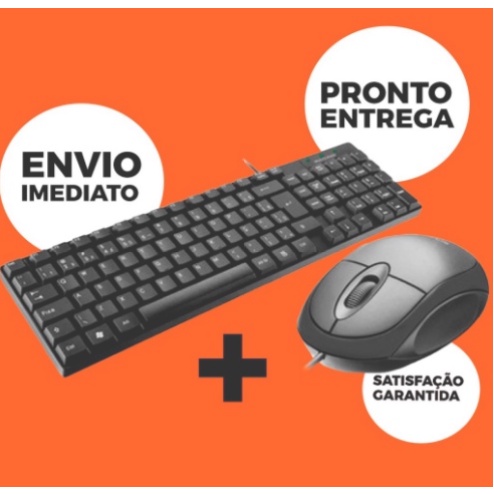 Teclado E Mouse ABNT2 Fio USB Kit Para Computador Notebook Informática