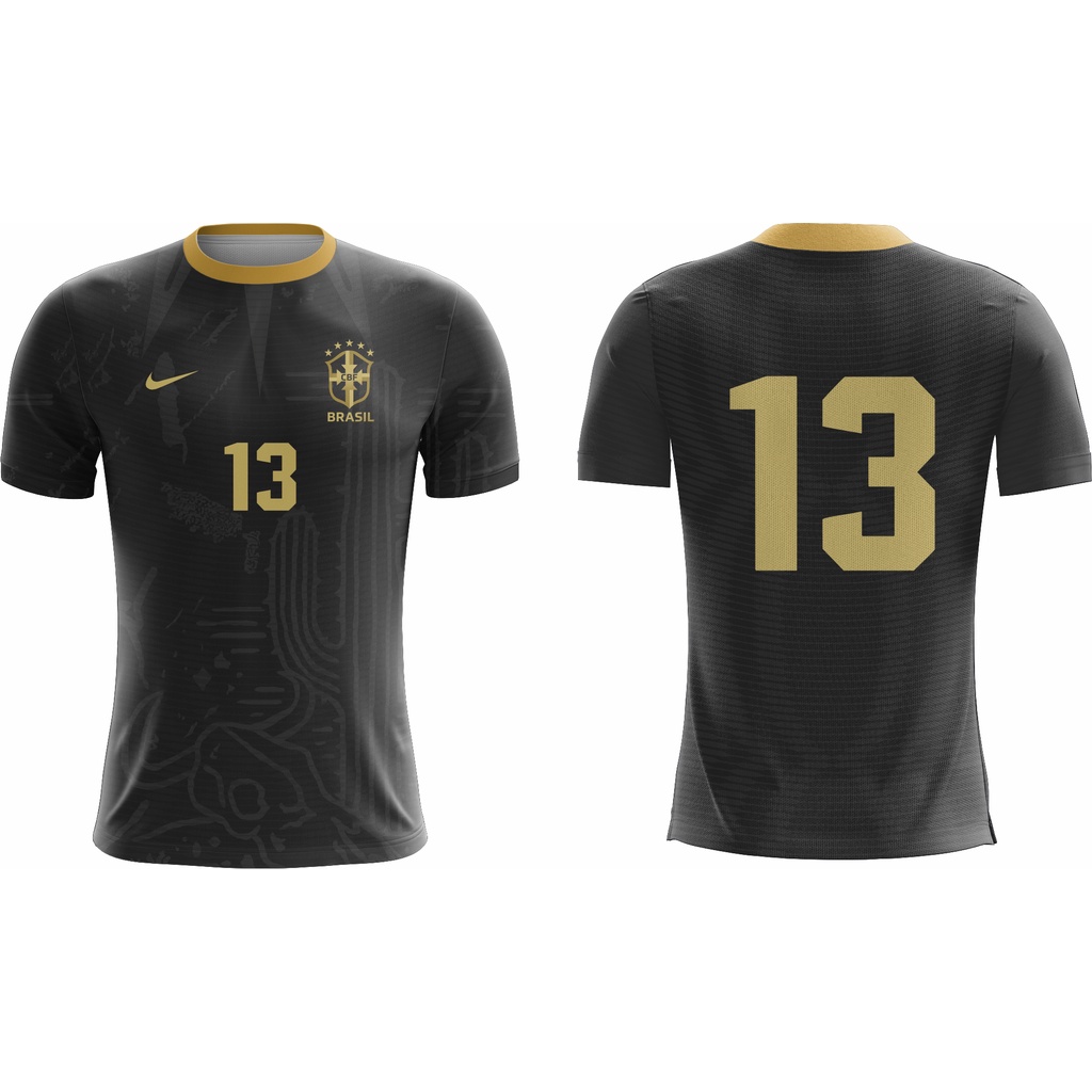 Camiseta Seleção Brasileiro Preta sertão Brasil Copa 2022