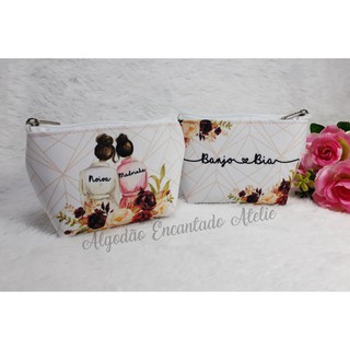 Mini Necessaire Personalizada - Madrinha - Floral Marsala - Casamento