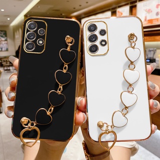 Capinha Galaxy A52 Capa De Celular Samsung Galaxy A52 5G A72 4G 5G A32 4G A52S Pulseira Coração Amor Caixa Luxo Moldura Quadrada para Telefone