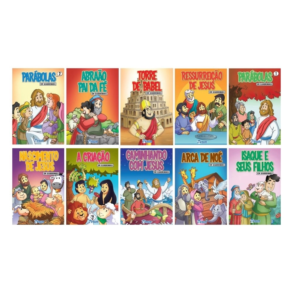 Coleção C/ 10 Livros Bíblia Em Quadrinhos Gibi