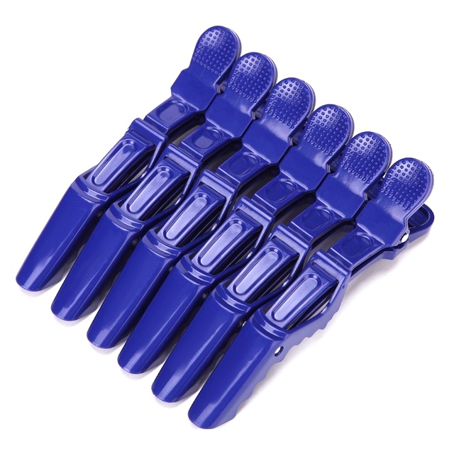 Kit Clipes Grampo Piranha Presilhas Clip Crocodilo Para Cabelo Com 6 Unidades Cor Azul