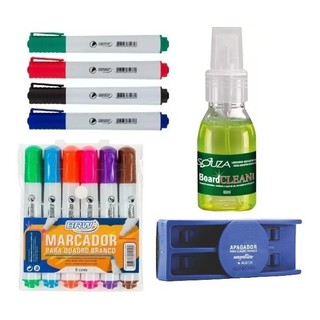 10 Caneta Quadro Lousa Branco + Limpador Quadro + Apagador