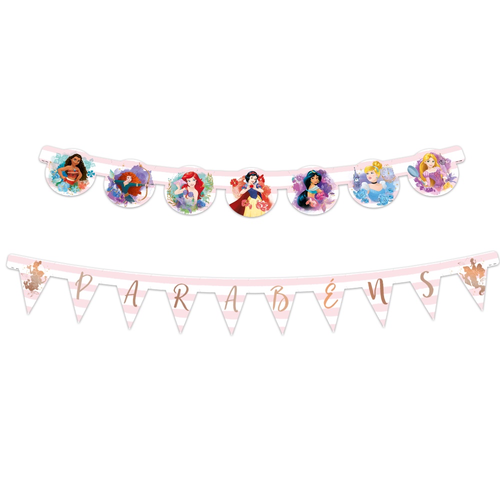 Faixa Parabéns - Festa Princesas da Disney - 01unidade - Regina - Rizzo