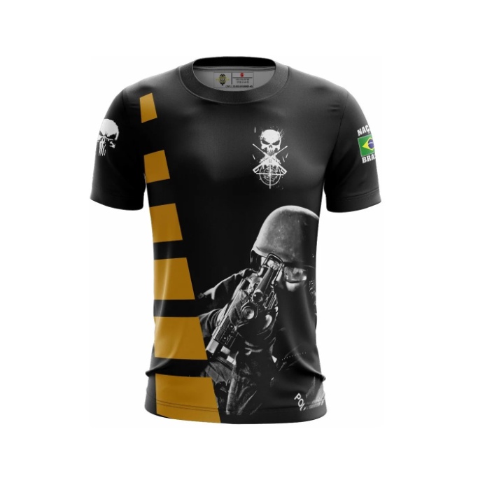 Camiseta Militar Camuflada Tática Caveira Policia Federal