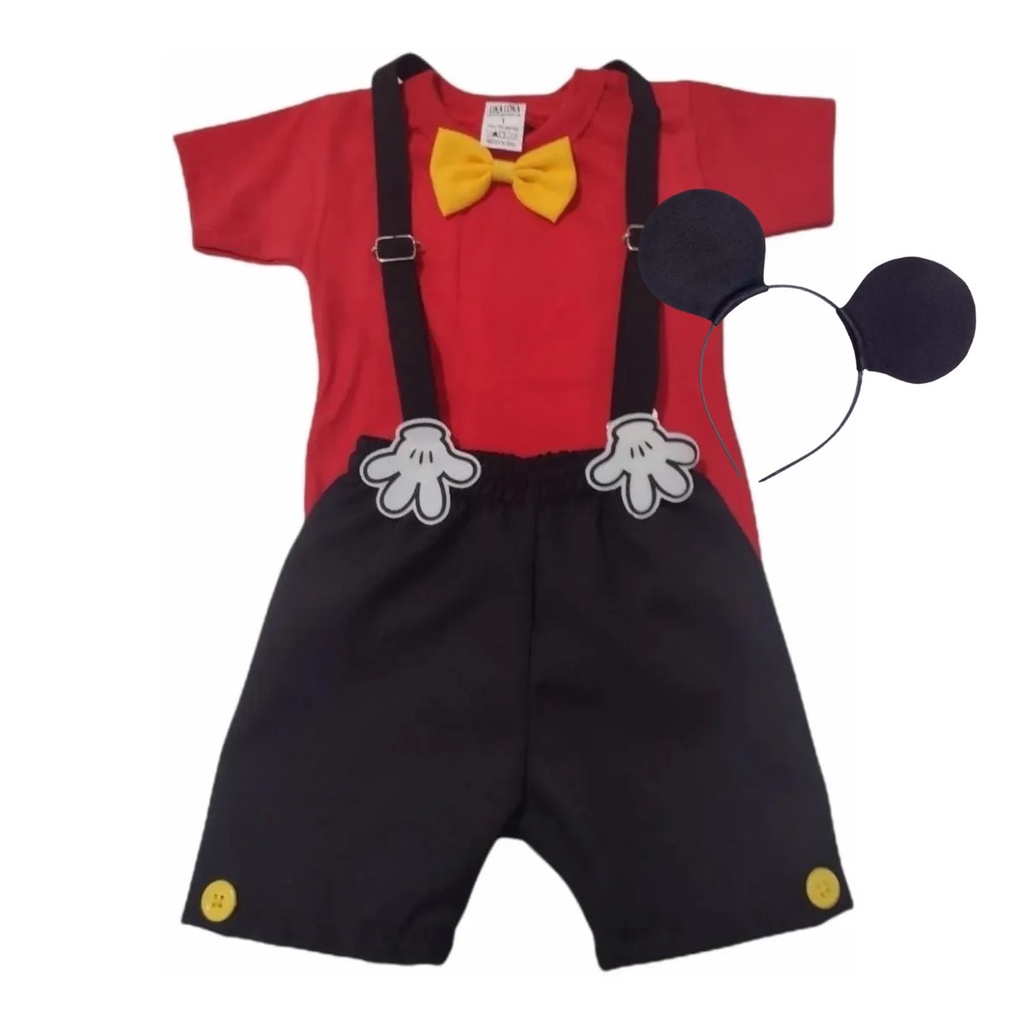 Kit Conjunto Infantil Masculino Menino Festa Aniversário Camiseta C/ Gravatinha + Shorts + Suspensório