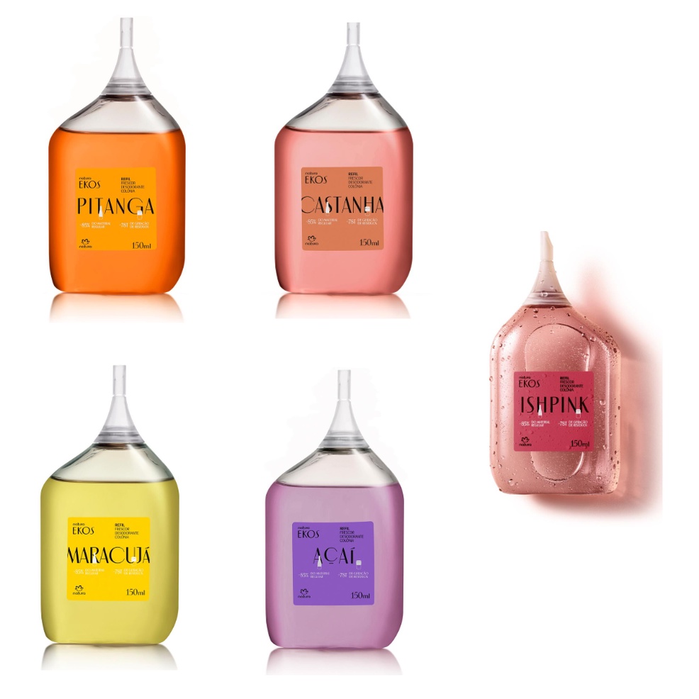 Refil Coloniia Ekos Frescor Natura Feminino 150 Ml - Escolher Fragrancia - Pitanga, Maracuja, Castanha, Ishpink,açai