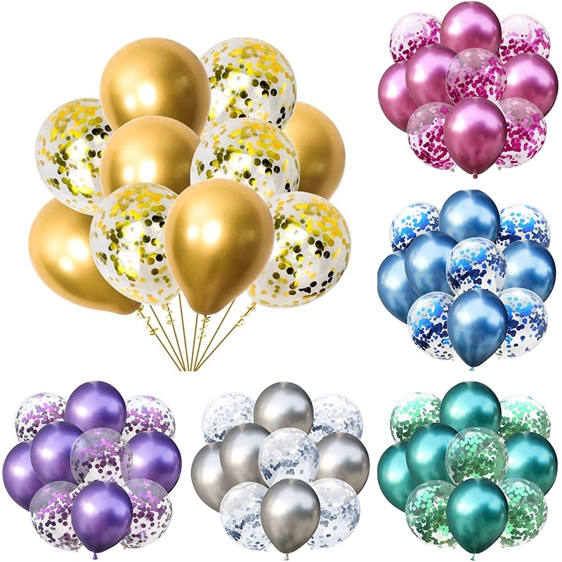 10 Pçs/set 12 Polegada Confetti Cores Metálicas Balões De Látex Aniversário Festa De Casamento Evento Decoração De Casa
