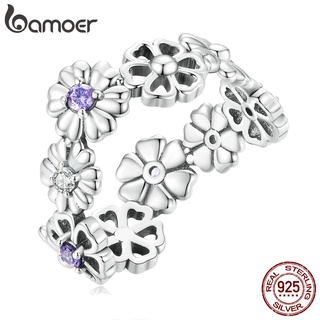 Anéis Bamoer 925 Prata Margarida Versão Zircon Moda Jóias Presentes Para Meninas
