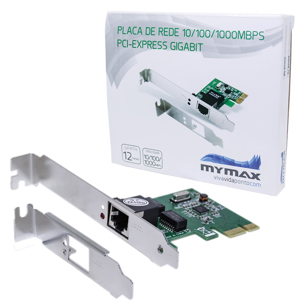 Placa De Rede PCI e Ethernet 10 100 1000 Mbps Gigabit Lan Realtek Low 