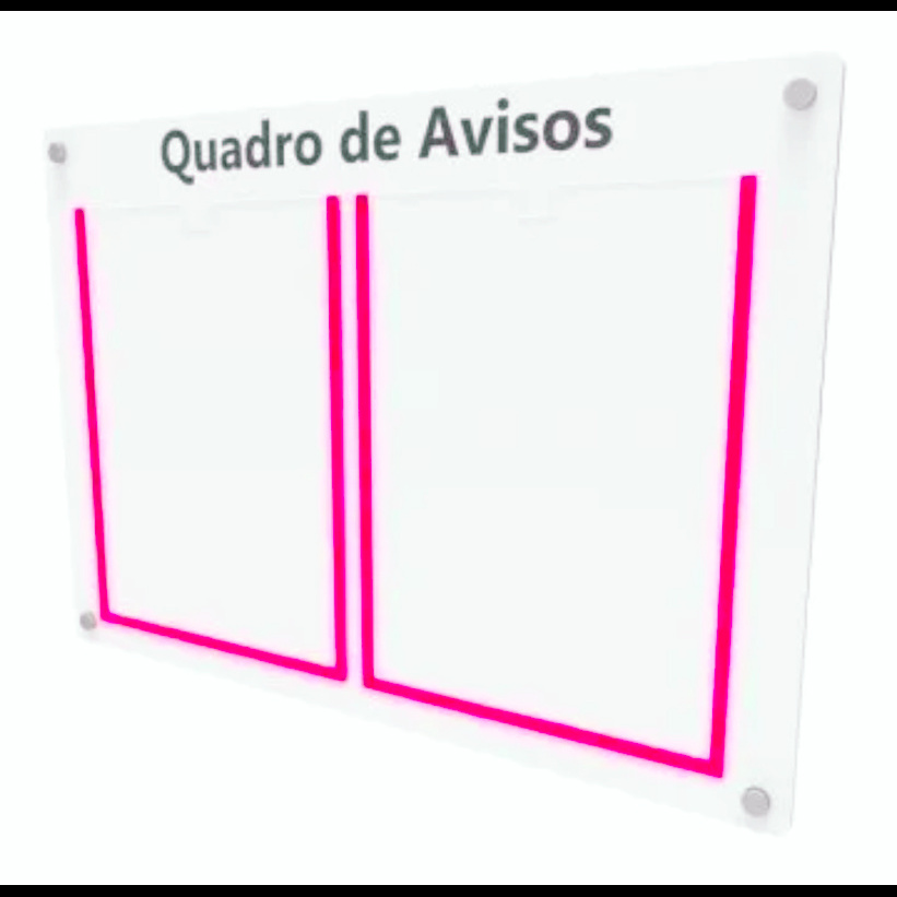 Quadro De Aviso Gestão Mdf C/ 2 Displays Acrílicos P/ A4 Vermelho