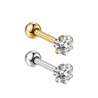Piercing Microbell Aço Cirúrgico Zircônia Cravejada Coração / Helix, Flat, Conch, Tragus, Lóbulo e Outros