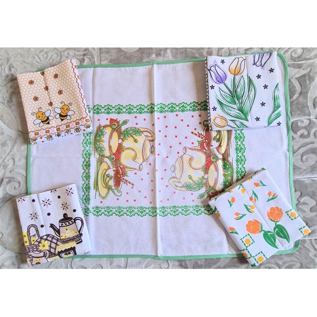 Kit com 6 Pano de Prato Copa Grande Cobre Tudo para Cozinha Estampados com Viés 89x68 cm em Oferta na Shopee